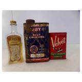 Vintage Velvet Pipe & Cigarette Tobacco Can &