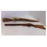 2 OLD Wood & Metal Toy Long Guns - Rust & Patina