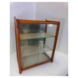 OLD Wood & Glass Display Cabinet - Sliding Glass