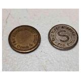2 Vintage Amusement Arcade Tokens - Skill