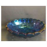Vintage Indiana Glass Iridescent Blue Carnival