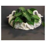 Vintage Italian Ceramic Swan Planter - Faux