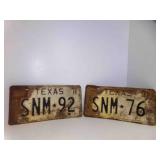 2 1971 TEXAS License Plates SNM-76 & SNM-92