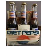 6 Long Neck Glass Diet Pepsi Bottles - One Empty