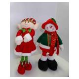 2 21" Plush Free Standing Snowman & Christmas Elf