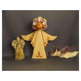 Two Decorative Resin Hand Painted Angel Figurines