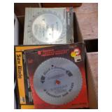 Box of drill bits, saw blades, etc.