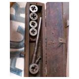 small pipe threader in wood case