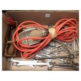 Box of misc. wrenches, shop light