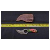 Finger Hole Skinner Knife With Sheath