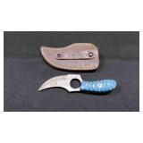 Finger Hole Skinner Knife With Sheath