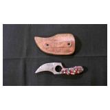 Finger Hole Skinner Knife With Sheath