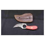 Finger Hole Skinner Knife With Sheath