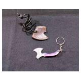 Miniature Axe Blade With Sheath & Keychain