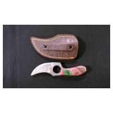 Finger Hole Skinner Knife With Sheath