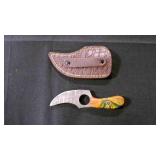 Finger Hole Skinner Knife With Sheath