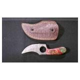 Finger Hole Skinner Knife With Sheath