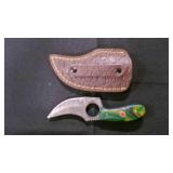 Finger Hole Skinner Knife With Sheath