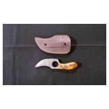 Finger Hole Skinner Knife With Sheath