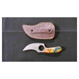 Finger Hole Skinner Knife With Sheath
