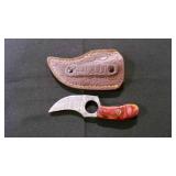 Finger Hole Skinner Knife With Sheath