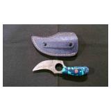 Finger Hole Skinner Knife With Sheath