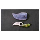 Finger Hole Skinner Knife With Sheath