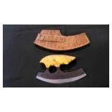 Finger Hole Ulu-Blade Knife With Sheath