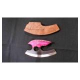 Finger Hole Ulu-Blade Knife With Sheath