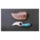 Finger Hole Skinner Knife With Sheath