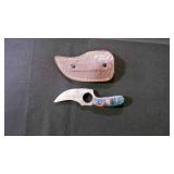 Finger Hole Skinner Knife With Sheath