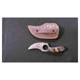 Finger Hole Skinner Knife With Sheath