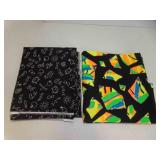 Black Cotton Fabric w/Neon Shapes SEE PICS for