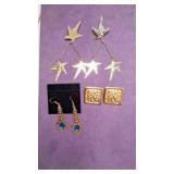 3) Vintage Pair Gold Tone Costume Pierced