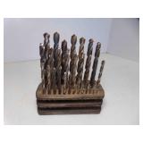 Vintage Machinist Drill Bit Set with Metal Stand