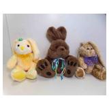 3 Plush Easter Bunnies