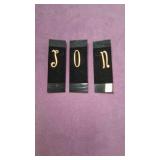 3 Personalized Letter Brooches - "J" - "O" - "N"