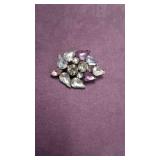 UNBRANDED Vintage Rhinestone Brooch Purple & Clear