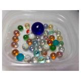Marbles & 1 Blue Glass Shooter Marble