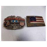 1988 Silver Tone Korean War Vet Belt Buckle & 1976
