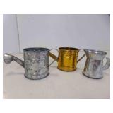 3 Miniature Metal Watering Cans for Dï¿½cor
