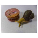 Vintage Hand Carved Soapstone Trinket Box & Resin