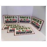 6) 15" X 9" Metal Embossed Christmas Hanging Signs
