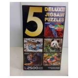 5 Deluxe Jigsaw Puzzles Each 19" X 14" 500 Piece