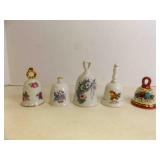 5 Floral Porcelain Bells