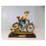 Vintage De Elina Figurine Mantle Clock Boy Riding