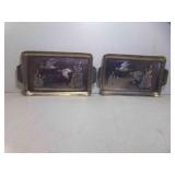 2 Vintage Aluminum Small Trinket Trays Embossed