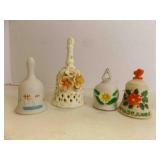 4 Bisque Floral Bells