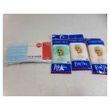 3 NEW Sleep Caps & Bag of 5 Face Masks