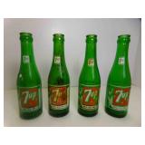 4 Vintage 7up Green Glass Bottles - Oakland, CA